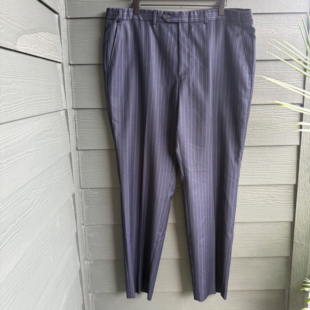 Lauren Ralph Lauren 38x32 Navy Pinstripe Wool Dress Pants Flat Front